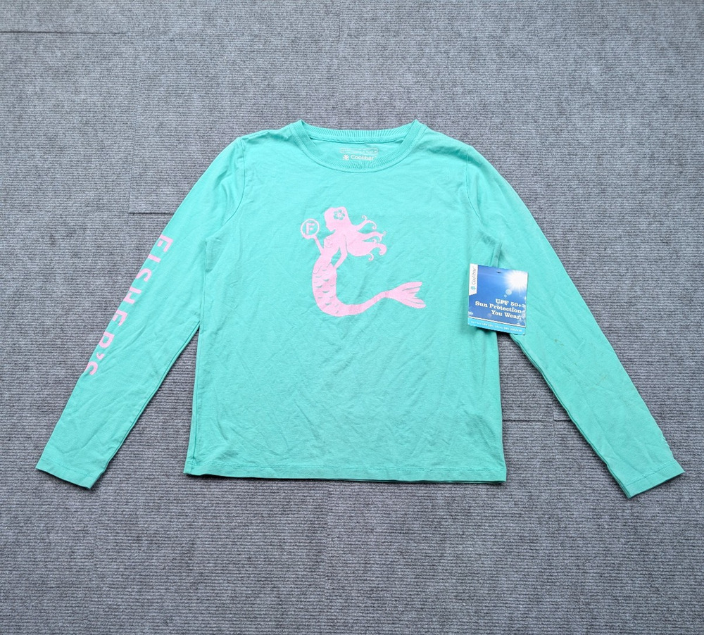 Coolibar Long Sleeve Shirt Kids Large Girls UPF 50+ Mermaid Rash Guard Outdoor